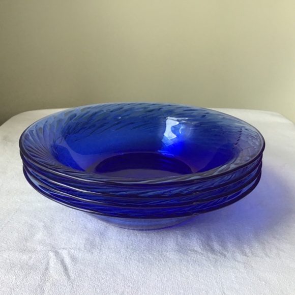 Pyrex Vintage Festiva Blue Bowls Soup Salad Cereal Set of 4 Glass Corning - Picture 5 of 15